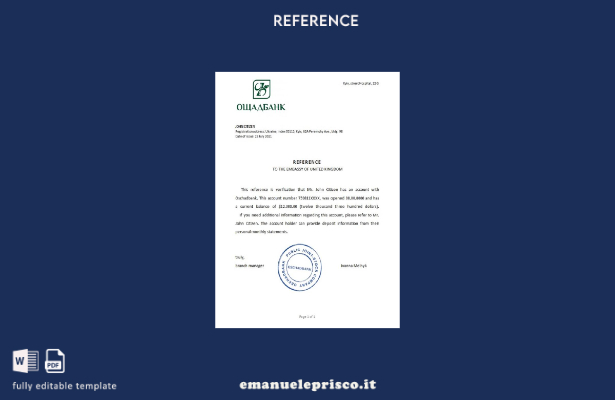 modello di riferimento Ucraina Oschadbank stile verificato